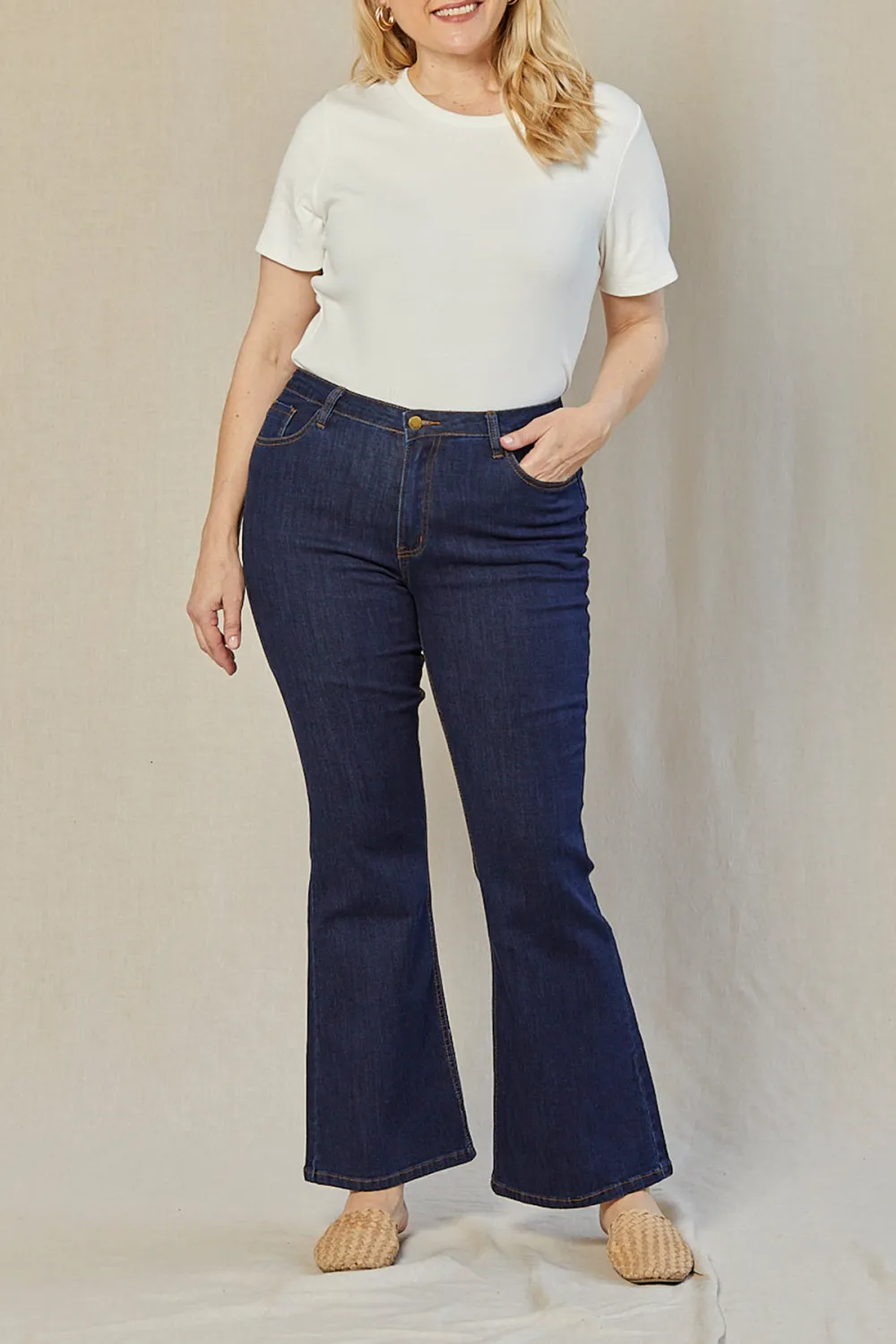 Adrift Denim Flared Jeans in Dark Wash