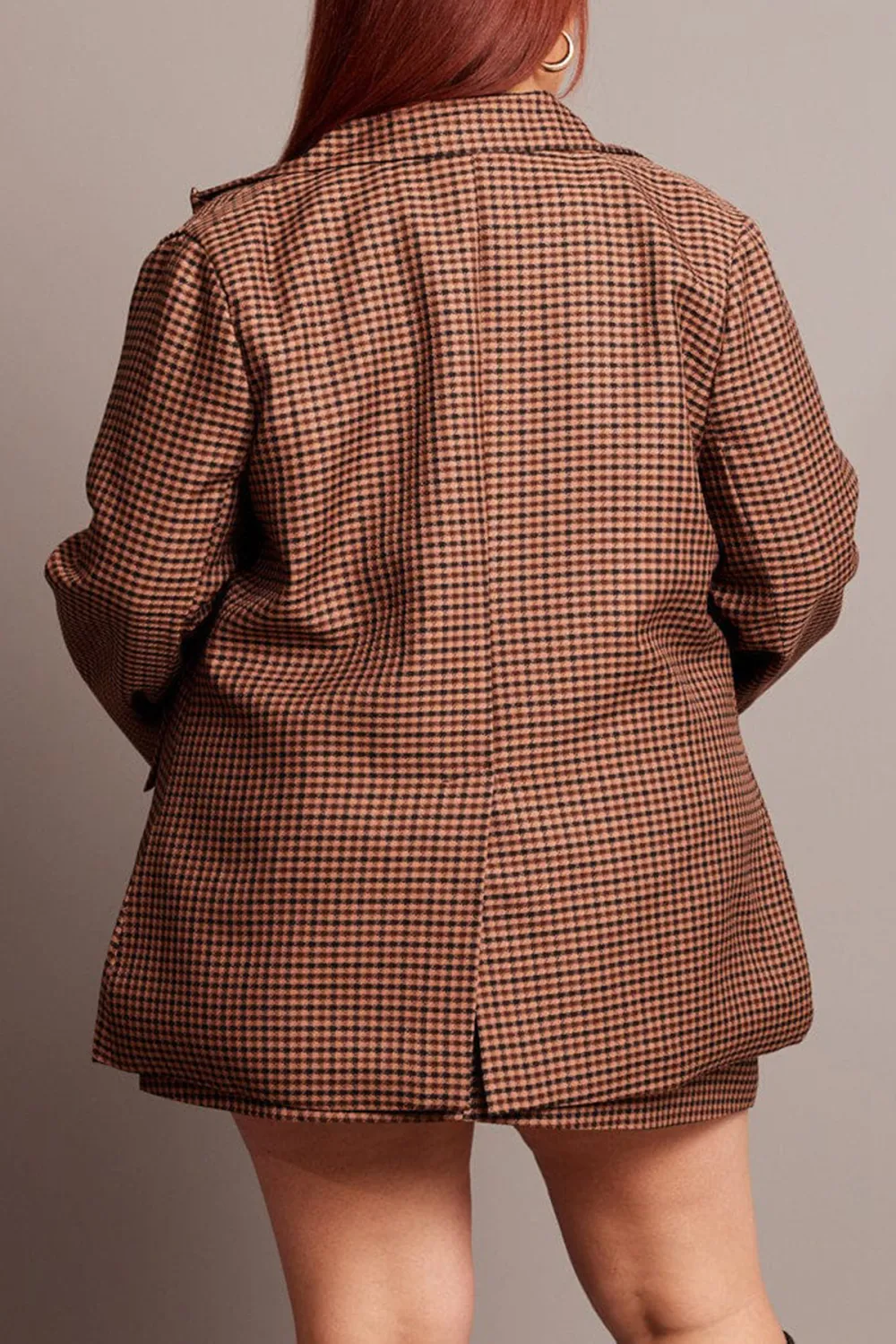 Brown Check Oversized Blazer