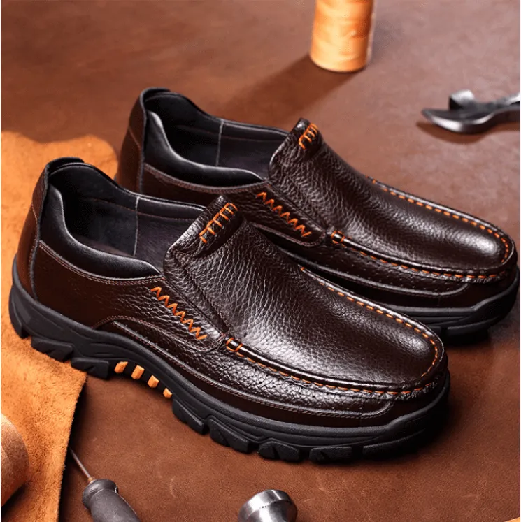 ⏰Limited Time Offer--50% OFF 🎉 Mens Waterproof Non Slip Soft Insole Genuine Leather Shoes