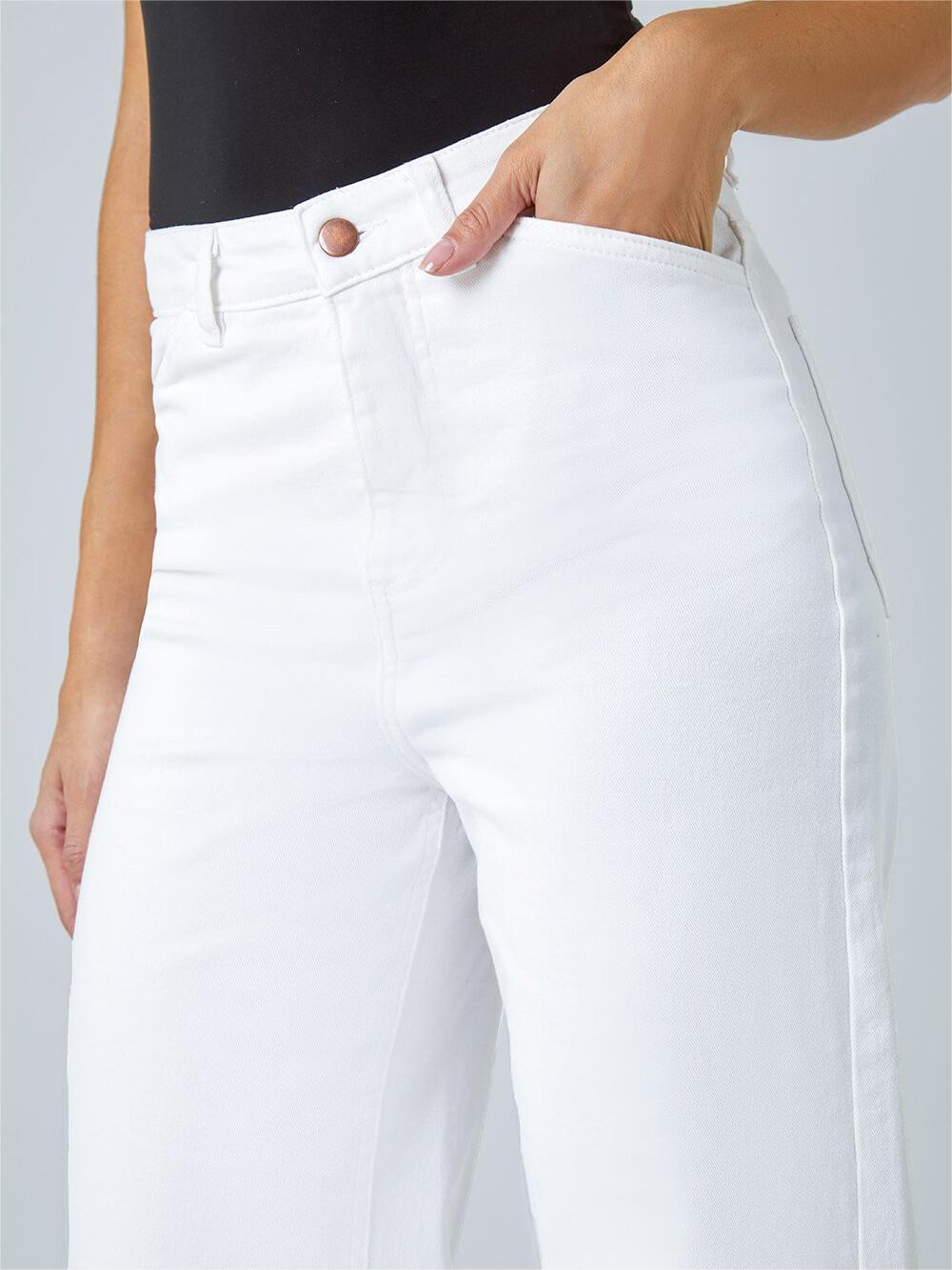 Business-Style White Wide-Leg Pants