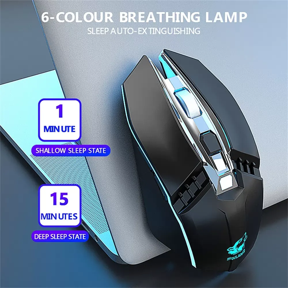 Rechargeable X5 Wireless Silent LED Backlit USB Optical Ergonomic Gaming Mouse Computer Table Ergonomic Silent For PC Laptop