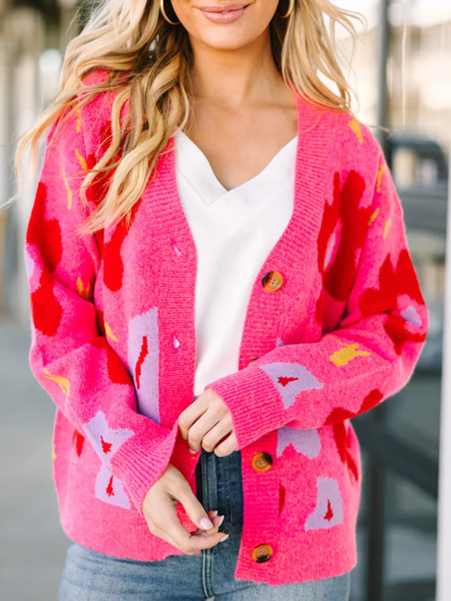 Pink Floral Cardigan