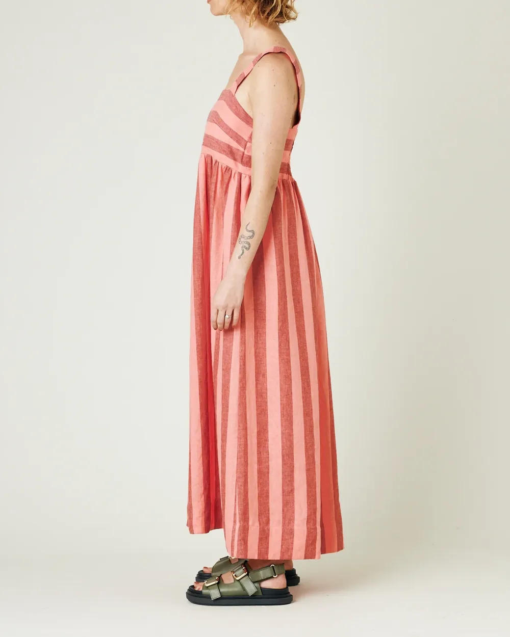 BLUSH STRIPE LINEN DRESS