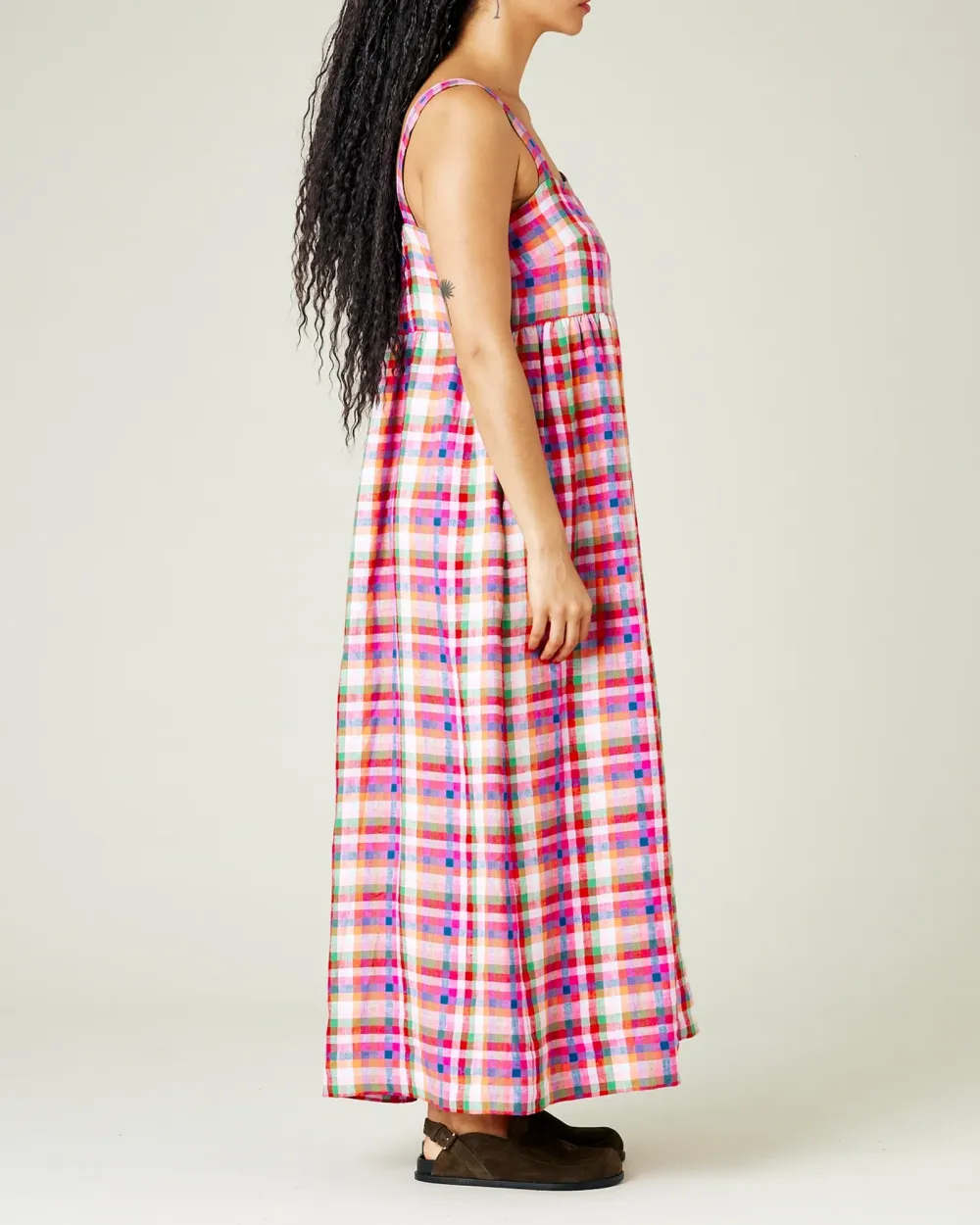 SONNY CHECK LINEN DRESS