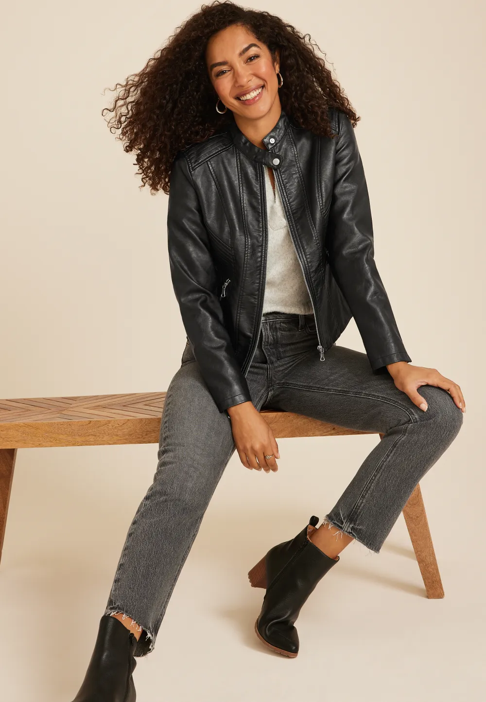 Faux Leather Biker Jacket