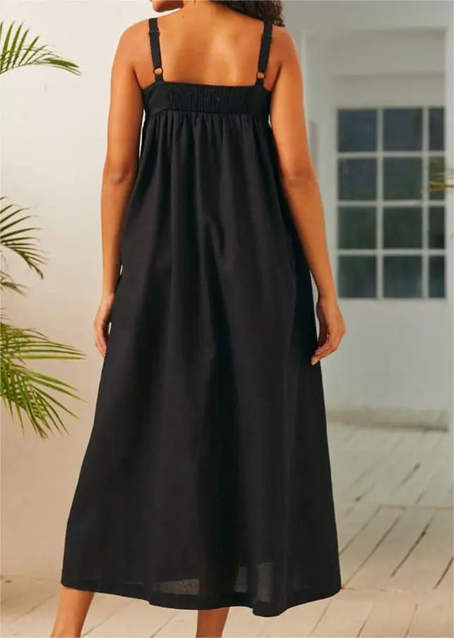 Black Adjustable Square Neck Dresses