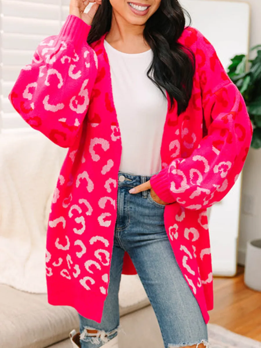 Hot Pink Leopard Cardigan