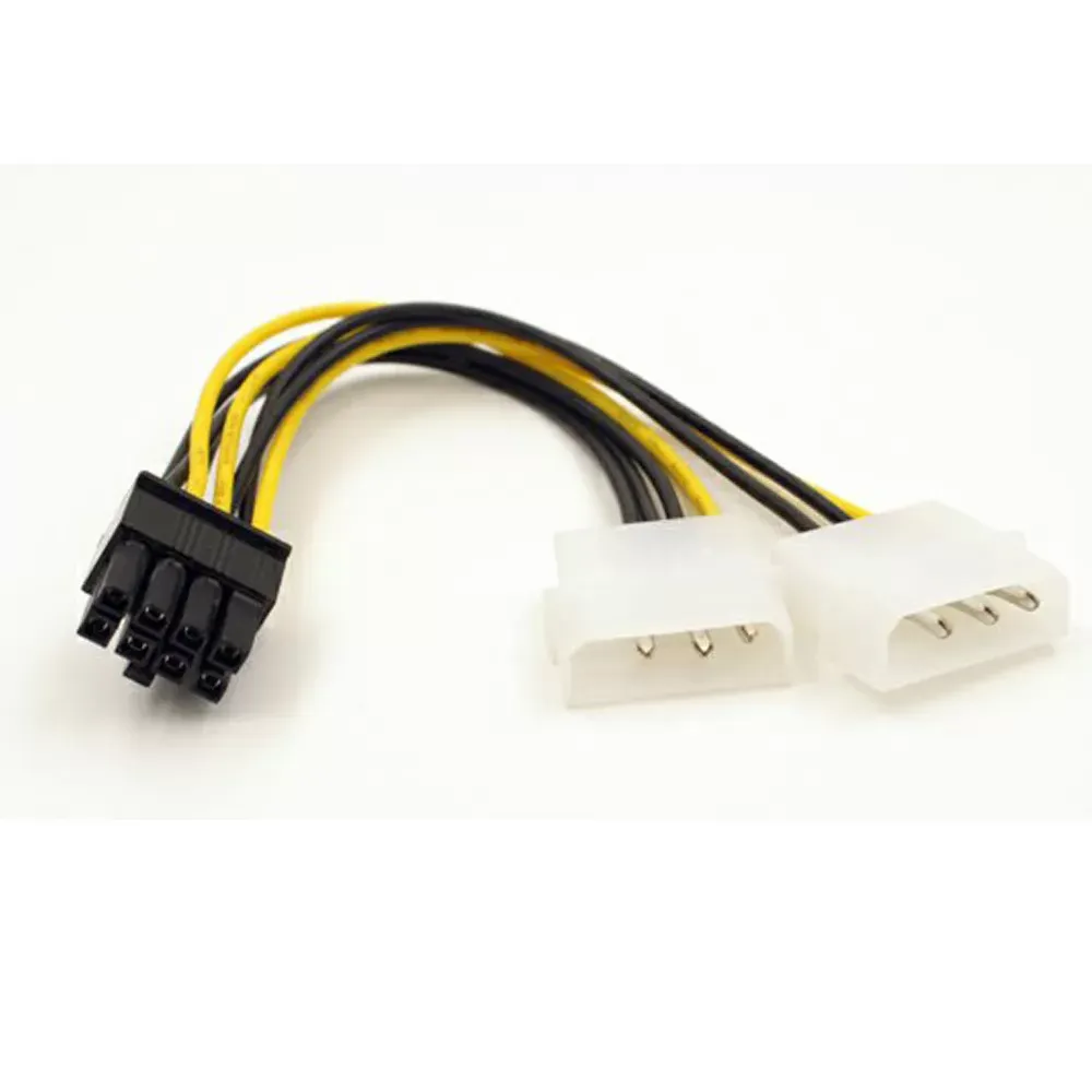 Dual Molex LP4 4 Pin To 8 Pin PCI-E Express Converter Adapter Power Cable Wire Dropshipping Mar6 ADual Molex LP4 4 Pin to 8 Pin PCI-E Ex