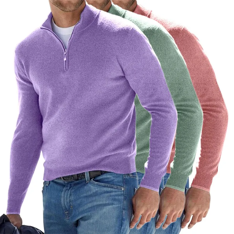 Men's Cashmere Zipper Basic Sweater