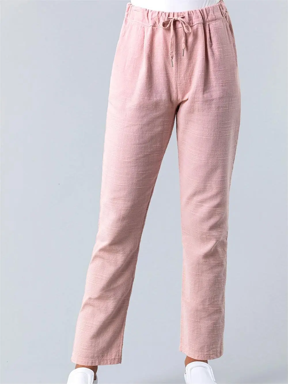 Pink Lace-Up Loose Sweatpants