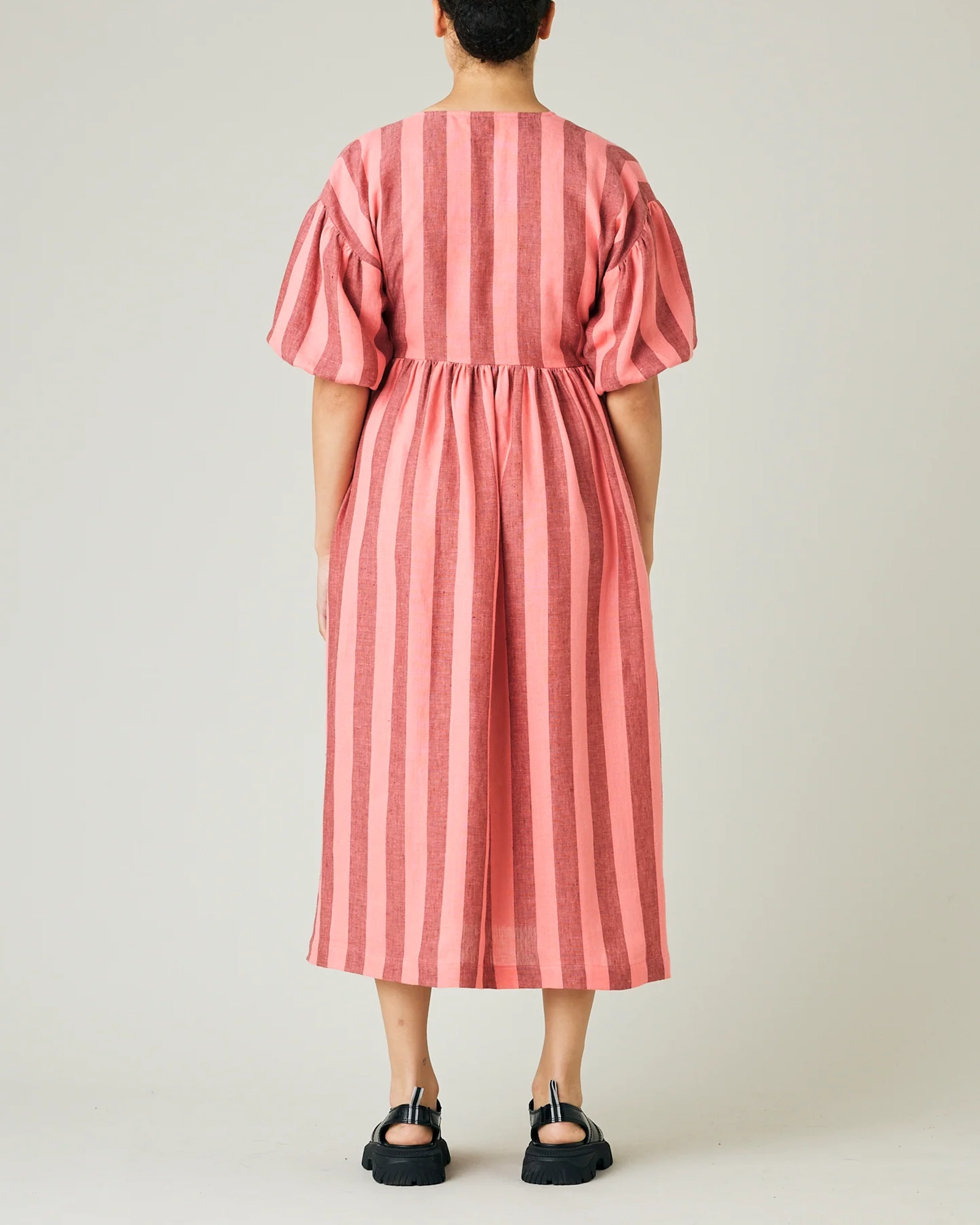 WINNIE BLUSH STRIPE LINEN DRESS