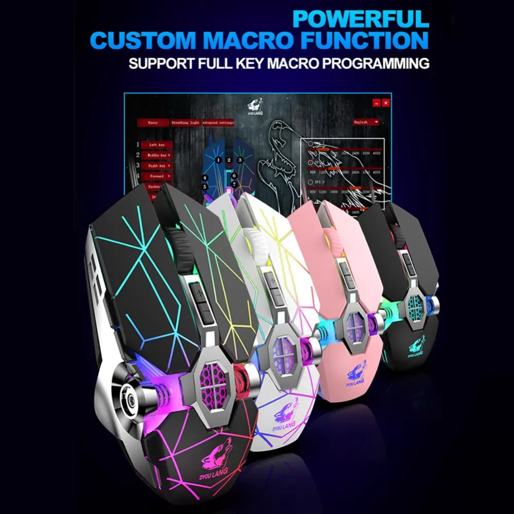 designed high-end professional optical game mouse, with 7 kinds of bright LED backlight colors suitable for lol CS, 3200 DPI