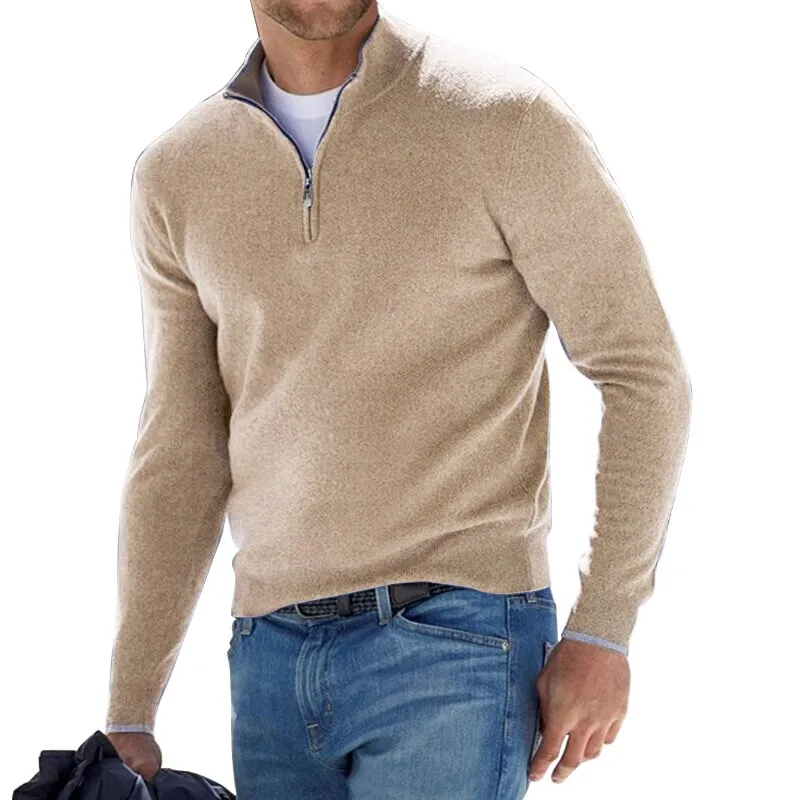 Men's Cashmere Zipper Basic Sweater