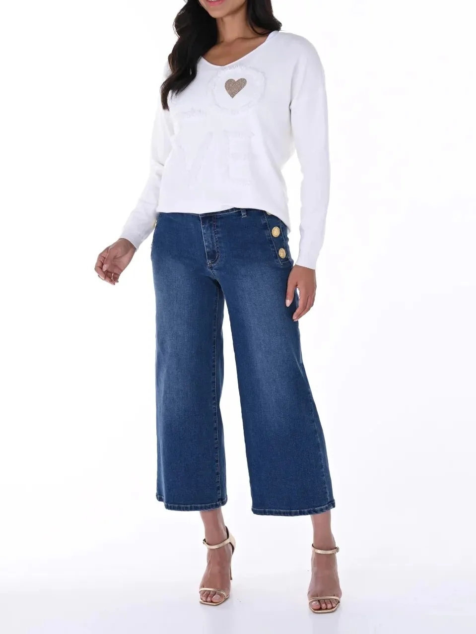 Pant Denim Blue Bottom Detail