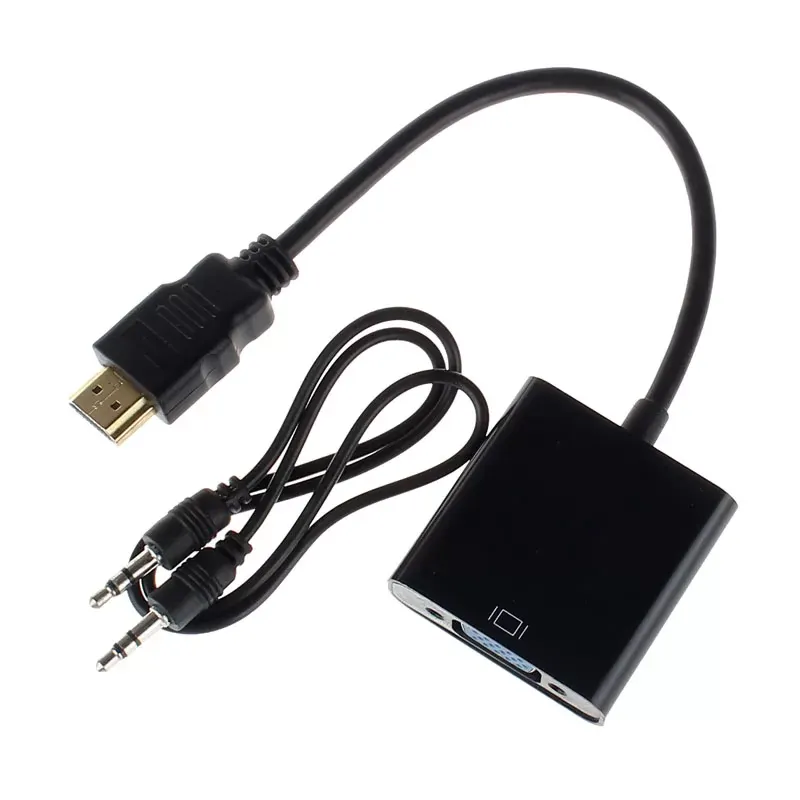 HDMI Male to VGA Converter Adapter With Audio USB Cable 1080P for PC Drop Shipping