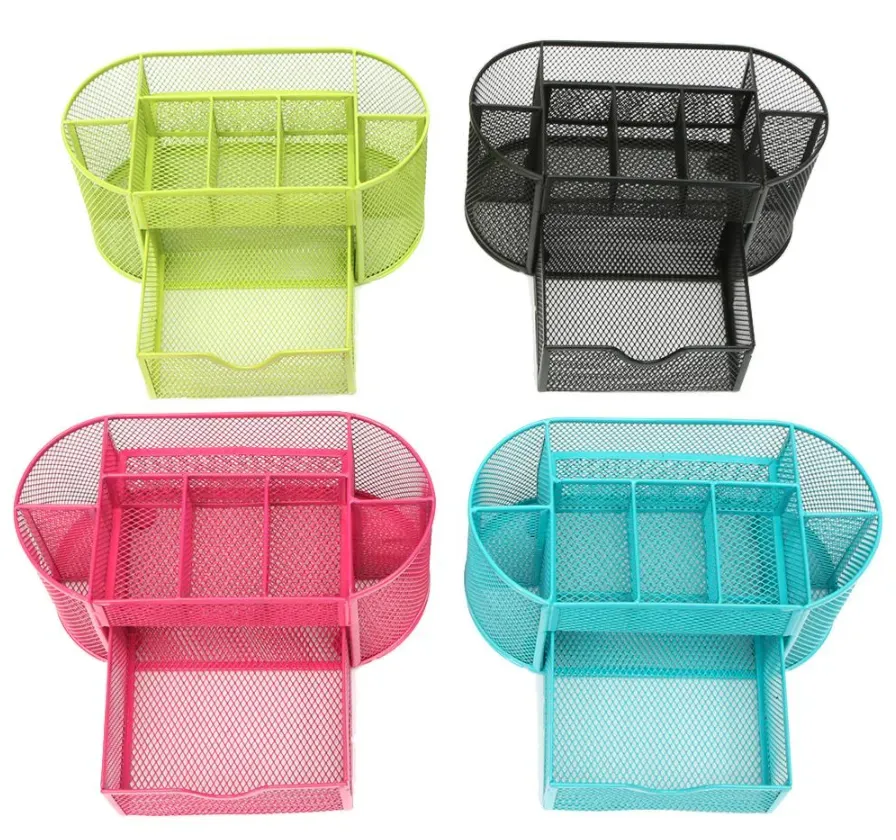 Metal Penalty Organizer Mesh Desk Organizer Table 9 Cell Jewelry Storage Box Drawer Pencil Pen Holder For Neatening Tools