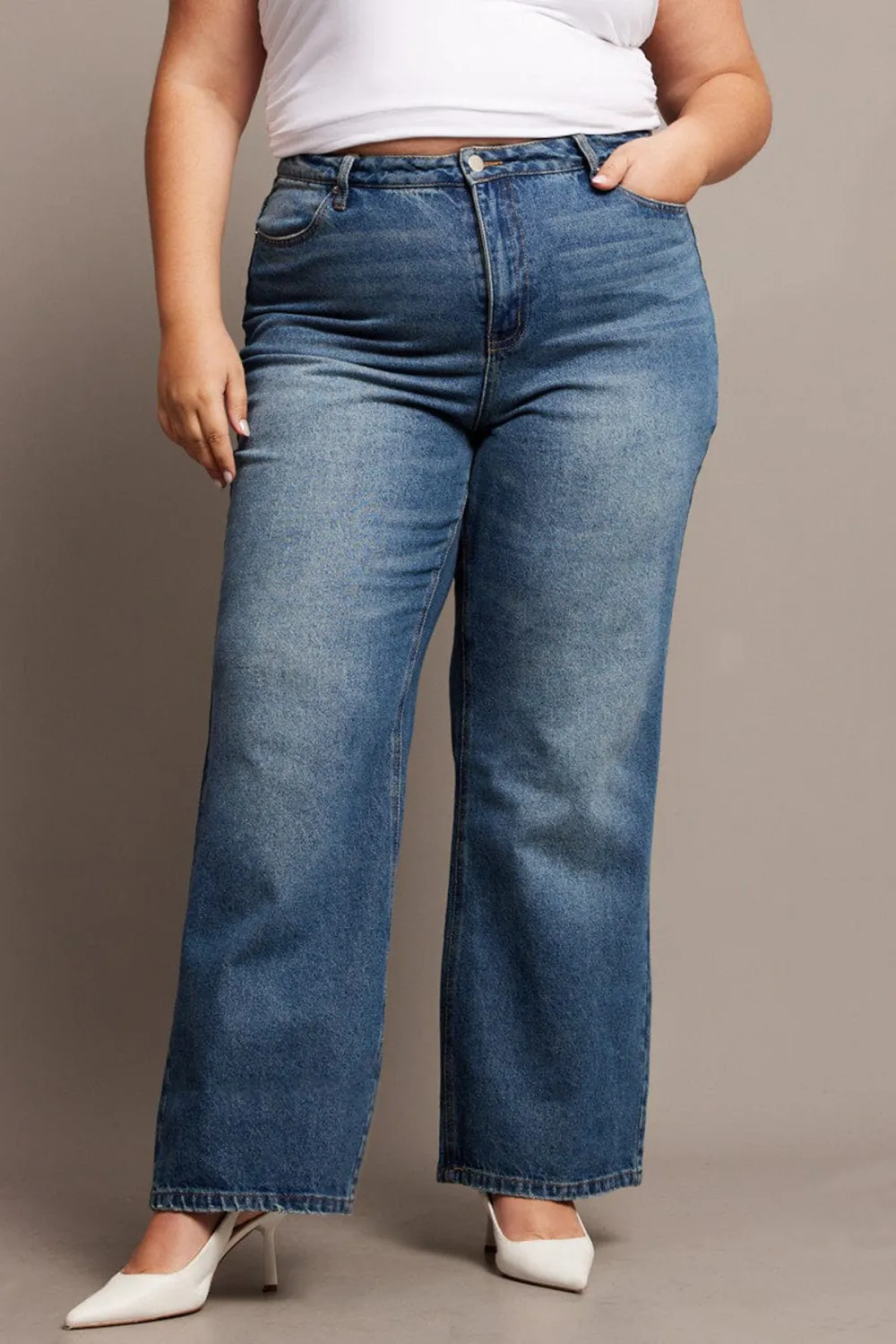 Denim Wide Leg Jeans High Rise