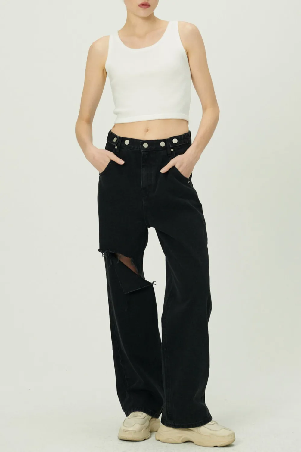 Elo Cutout Wide Leg Jeans