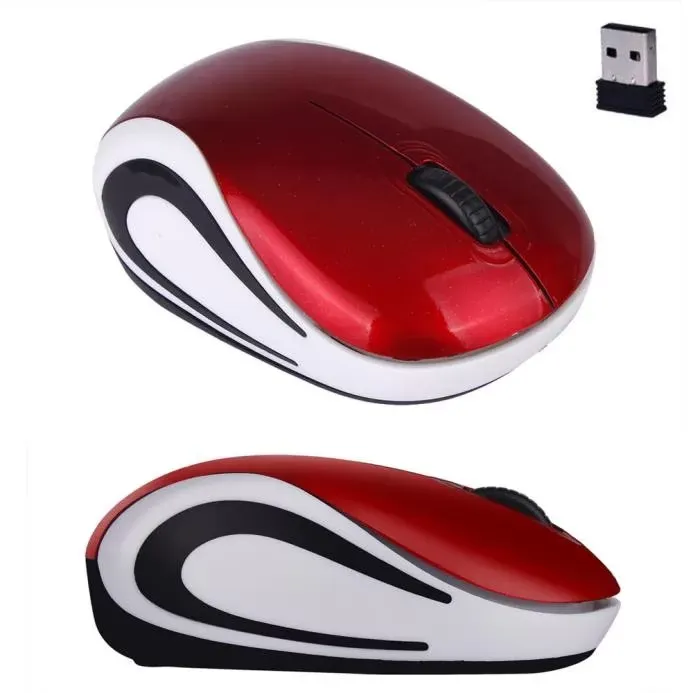 Cute Mini 2.4 GHz Wireless Optical Mouse Mice Computer Table Ergonomic Silent For PC Laptop Accessories Notebook Red