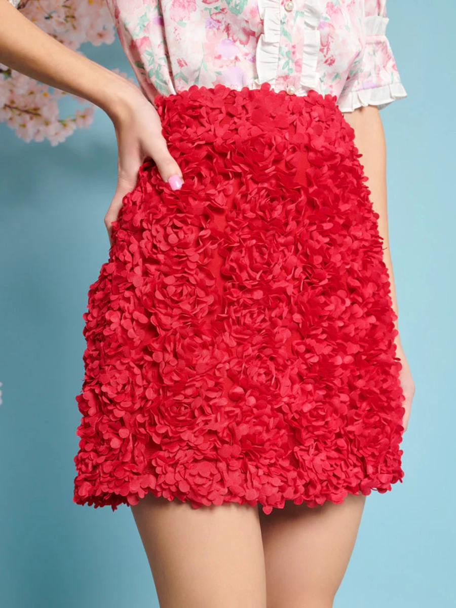 Rose Plume Mini Skirt