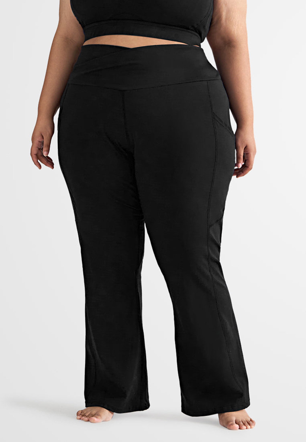 Cross Over Waist Active Bootcut Leggings