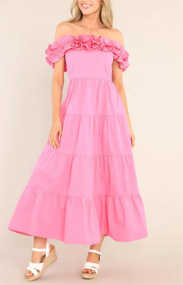 LOVE GROWS HERE BUBBLEGUM PINK MAXI DRESS