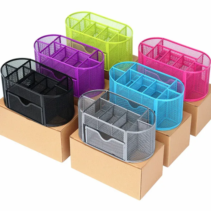 Metal Penalty Organizer Mesh Desk Organizer Table 9 Cell Jewelry Storage Box Drawer Pencil Pen Holder For Neatening Tools