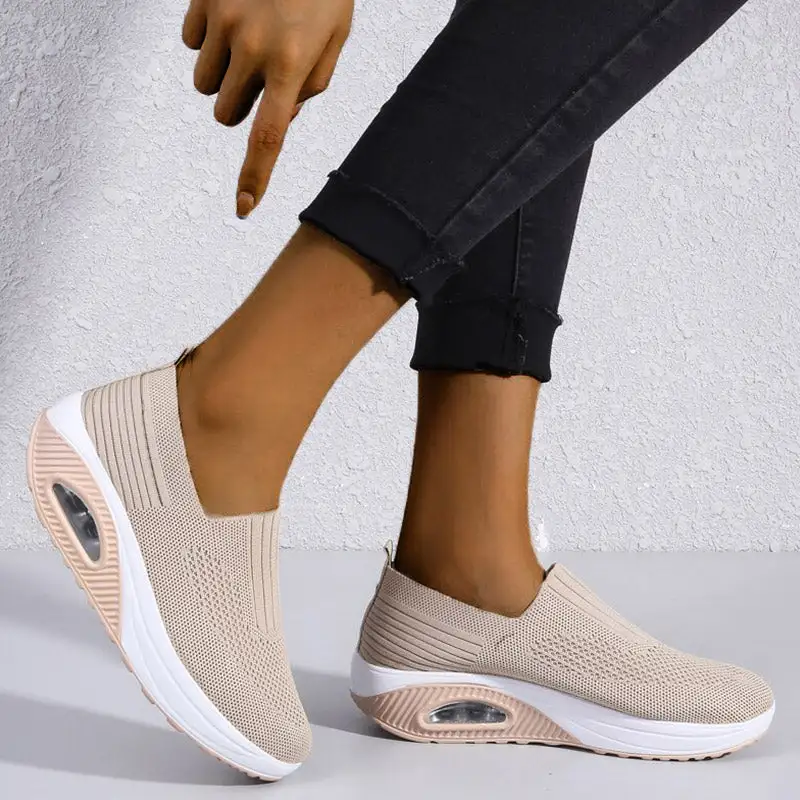 Cilool Casual Shoes Breathable Ladies Platform Sock Sneakers