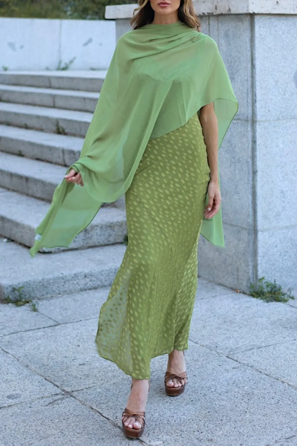 Olive Oil Solid Color Tosca Shawl