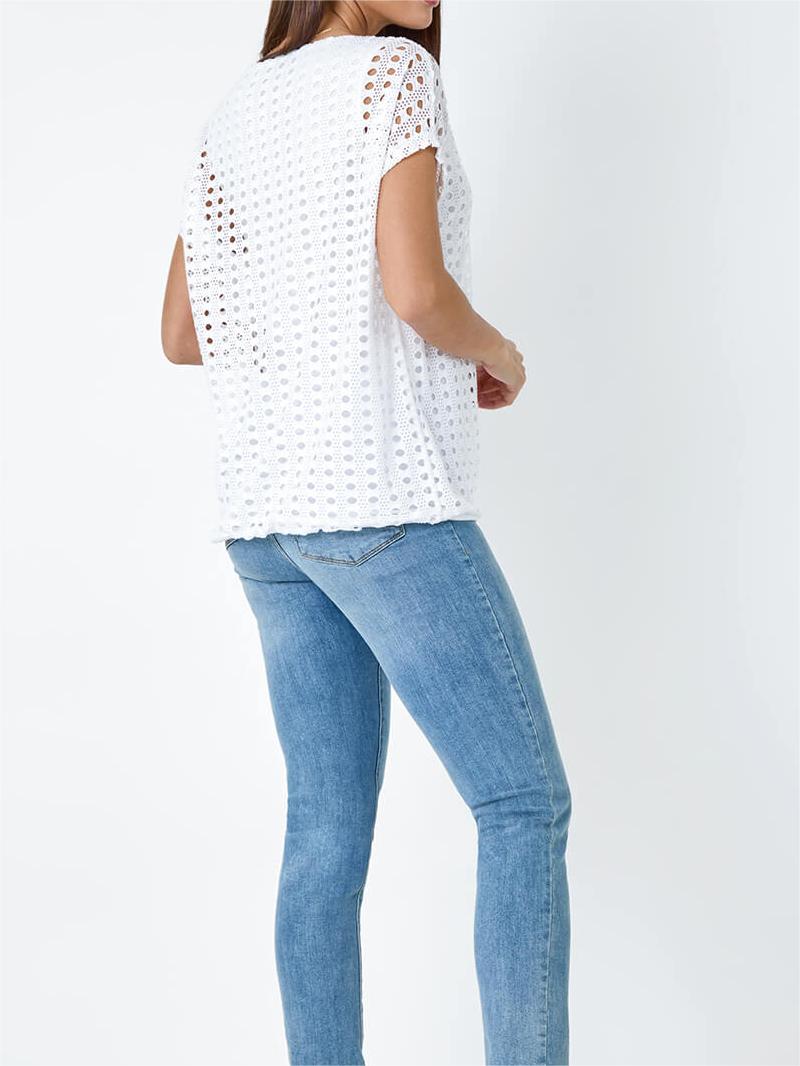 Ivory Cut Out Detail Stretch Top