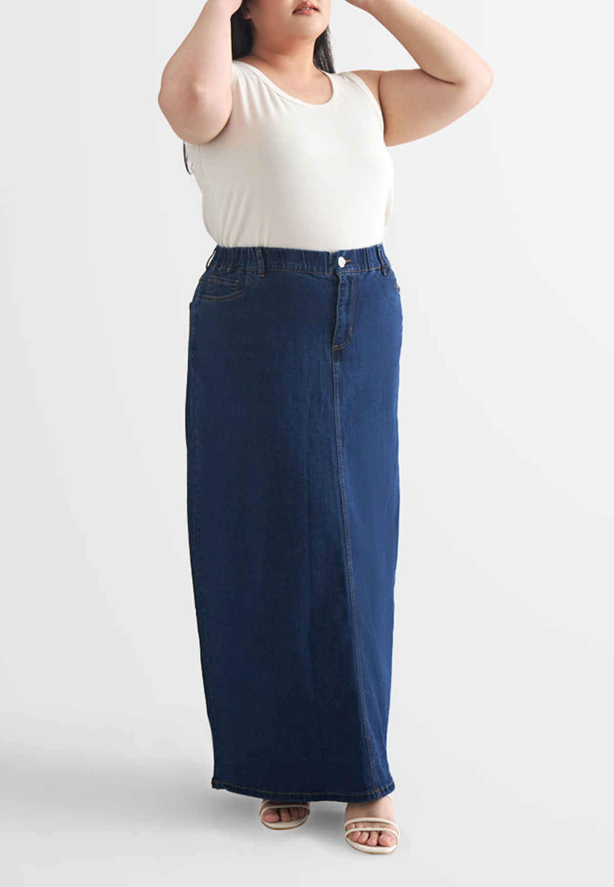 Denim Long A-Line Skirt