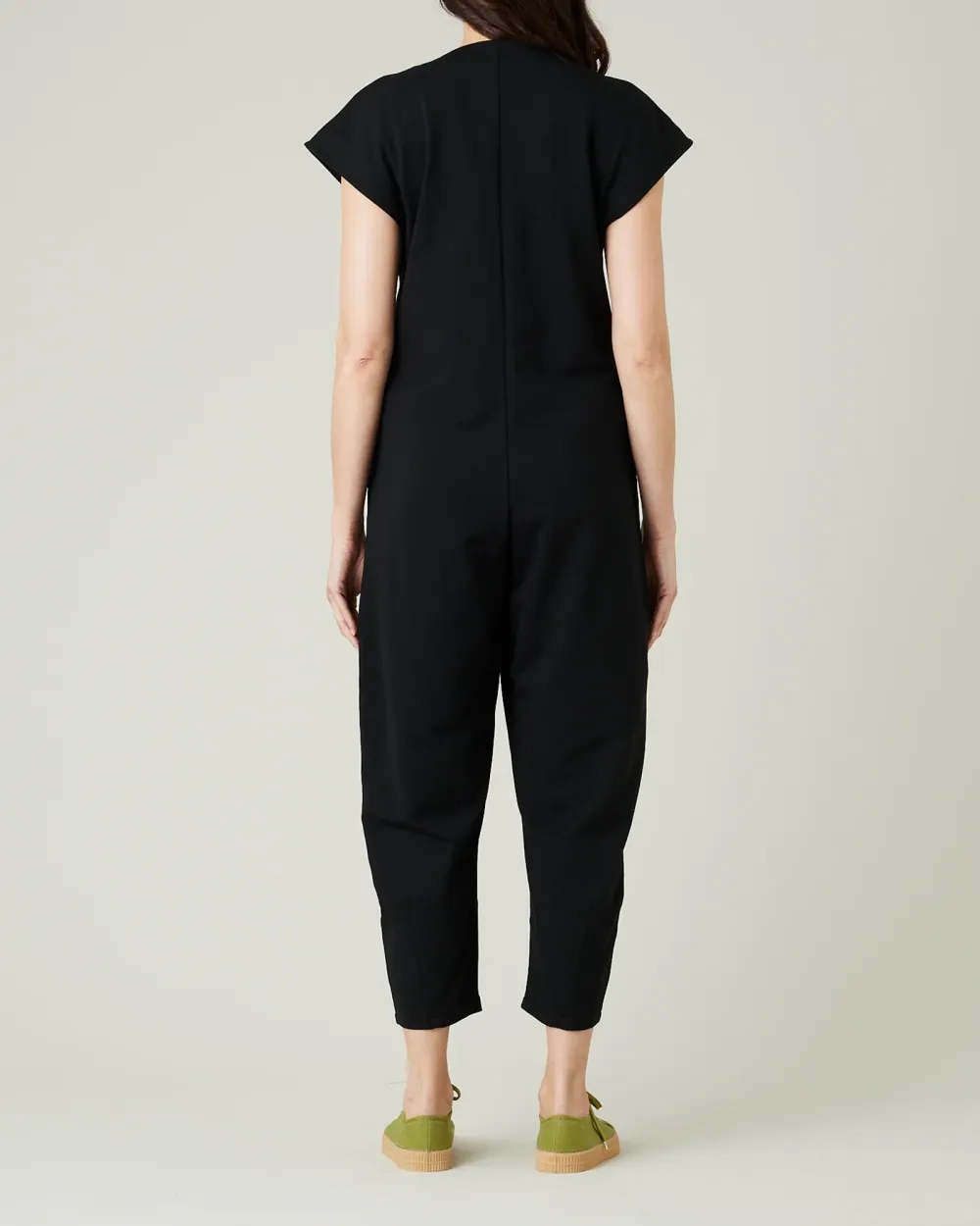 BLACK COTTON JERSEY JUMPSUIT