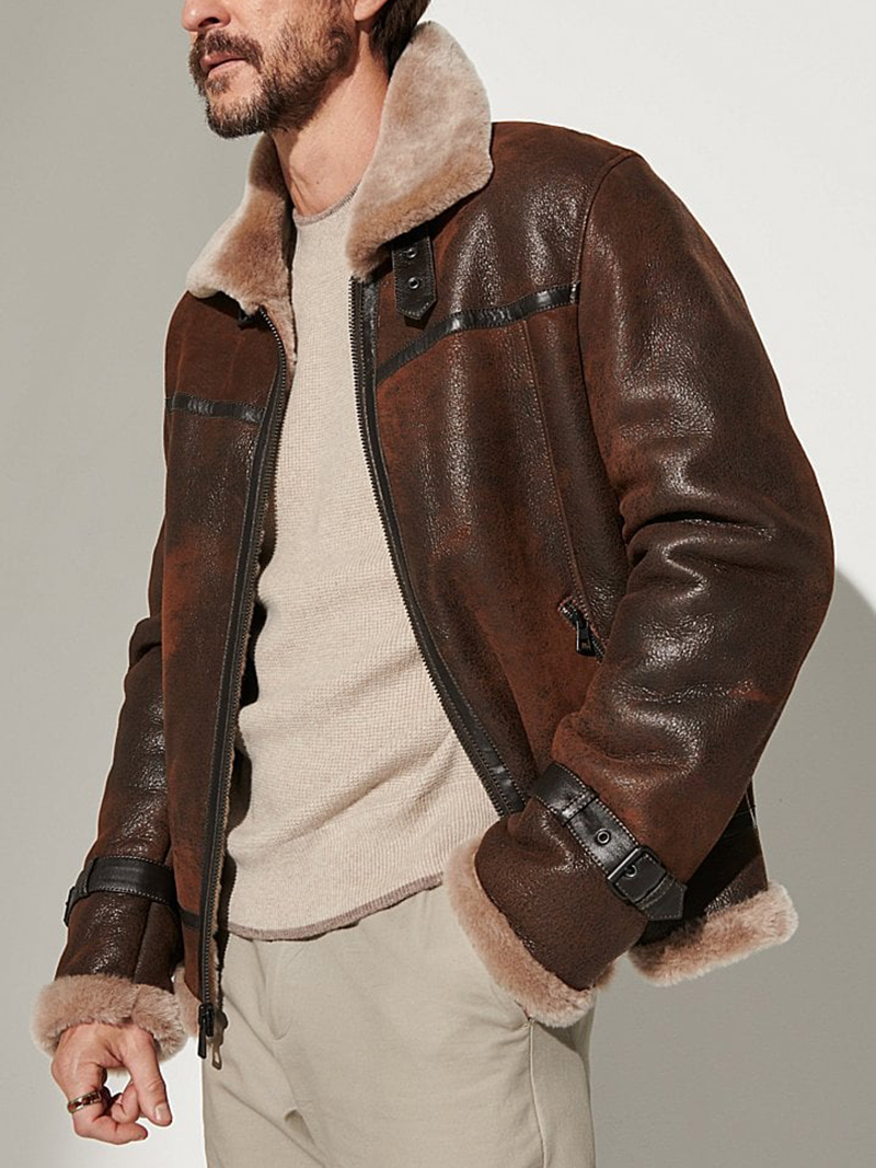 Classic Burnt Cognac Edition Sheepskin B-3 Bomber Jacket