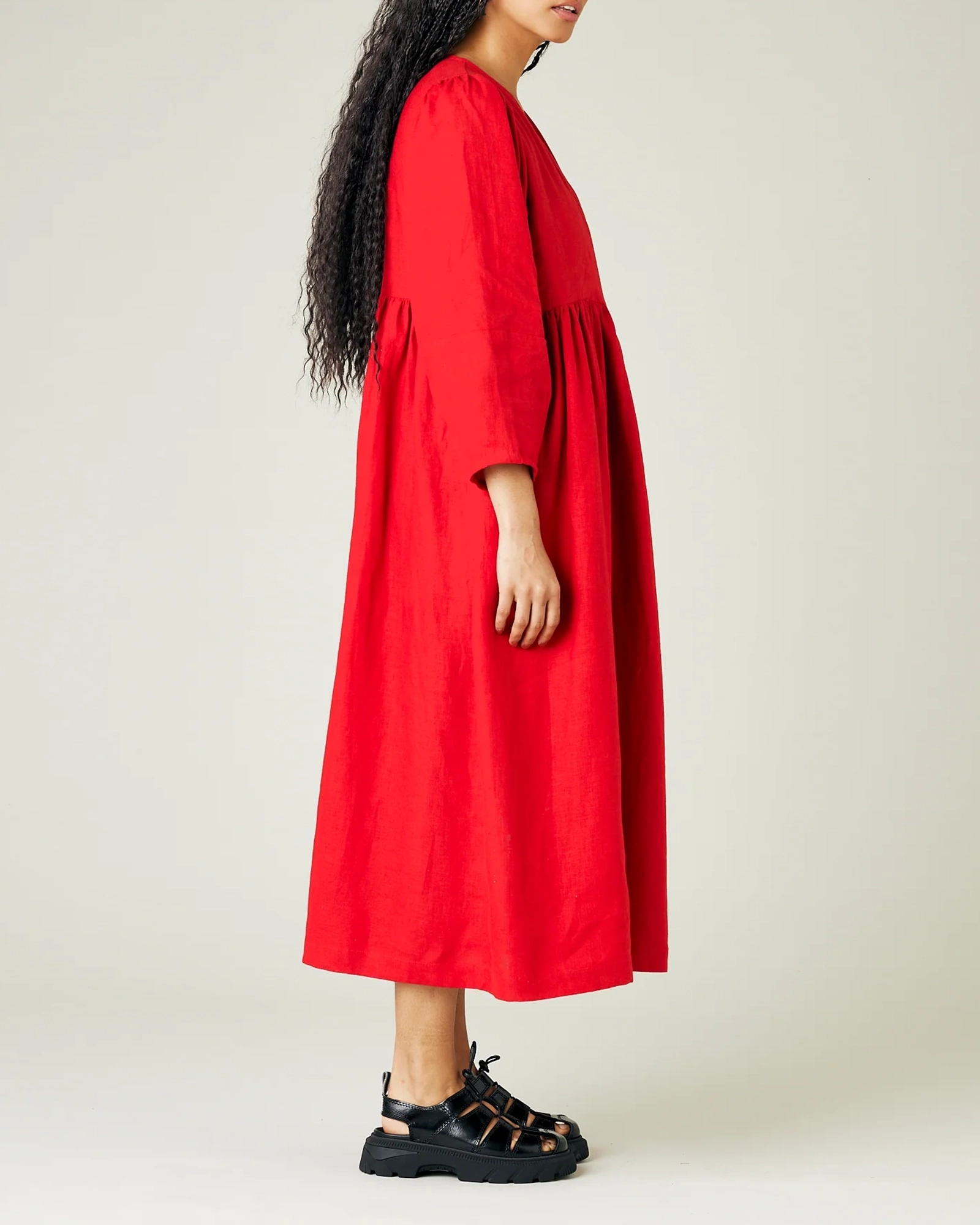 RED LINEN DRESS