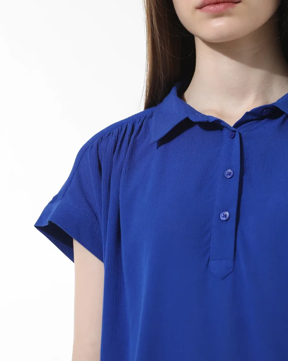 Blue Crinkled Weave Shirt