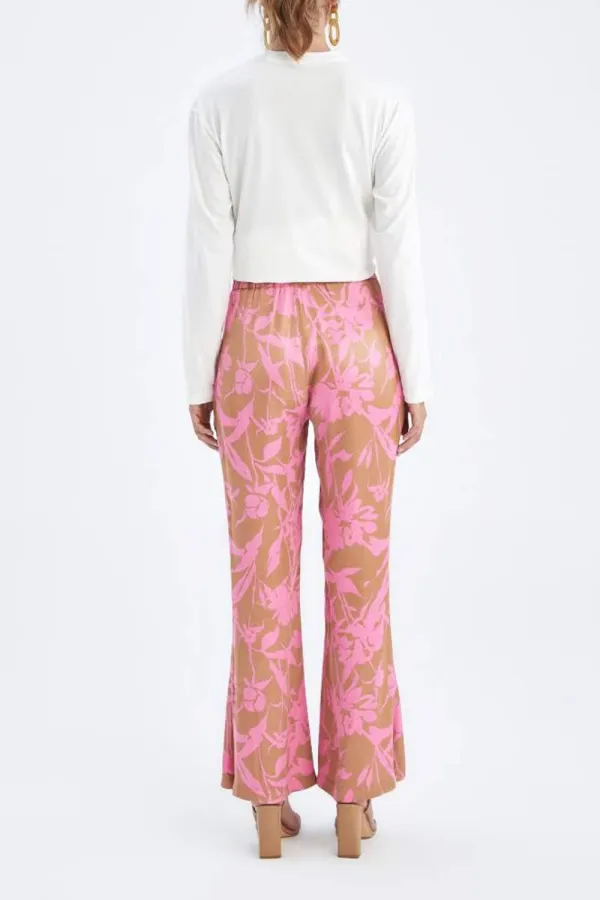 High Waisted Floral Print Chinos