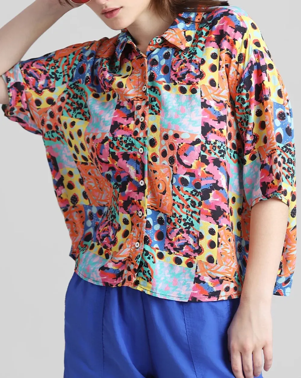 Orange Abstract Print Shirt