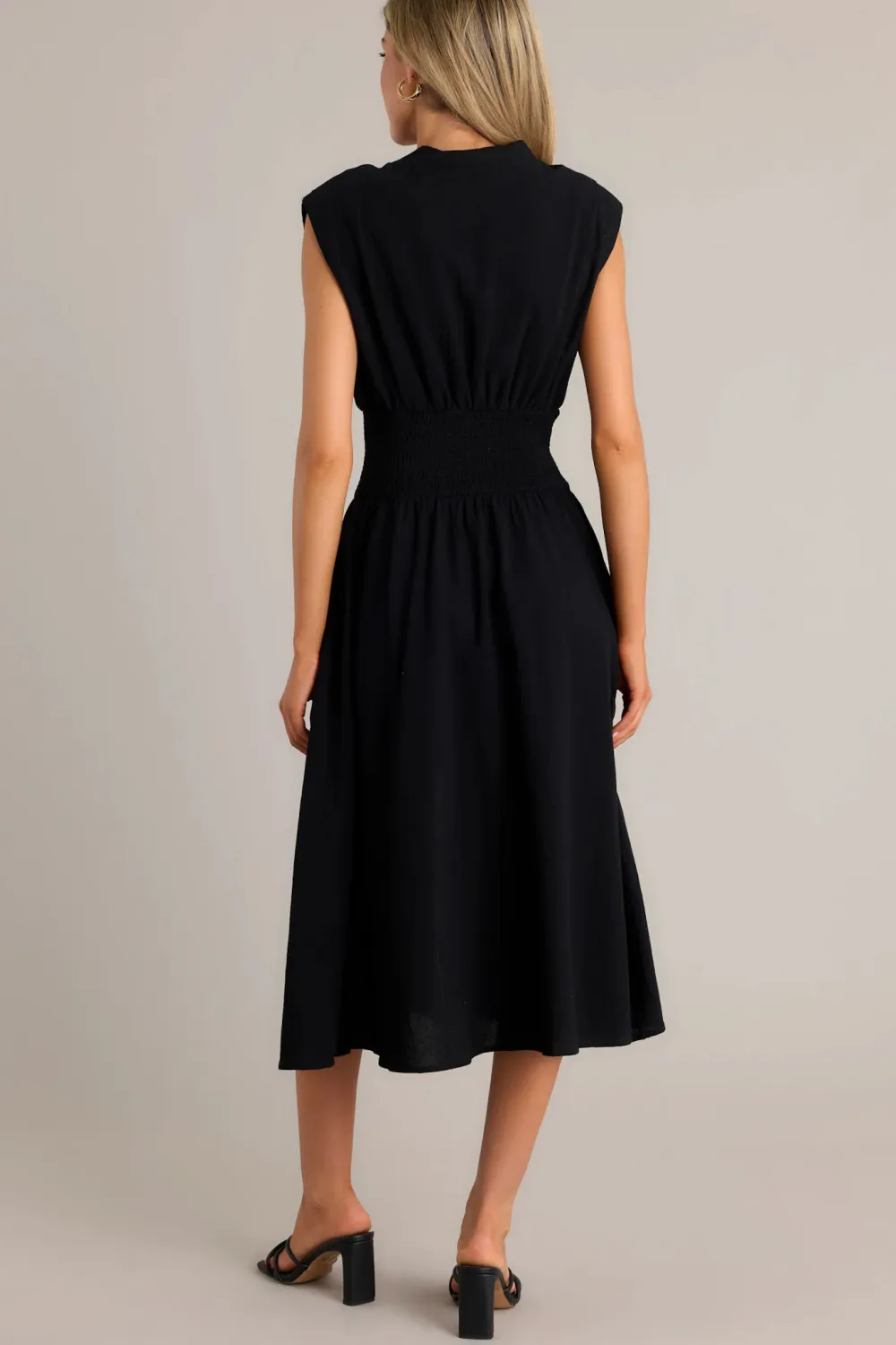 RETURN SOMEDAY BLACK 100% COTTON MIDI DRESS