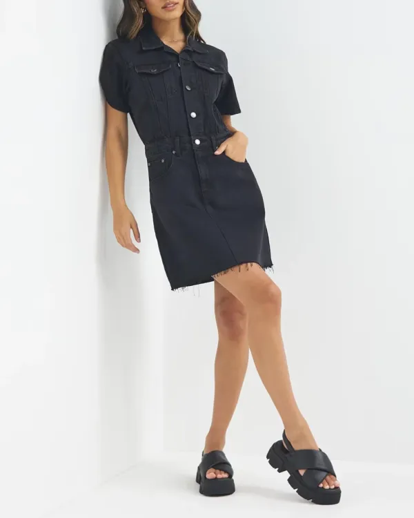 Latest Campaign Denim Longsleeve Mini Dress