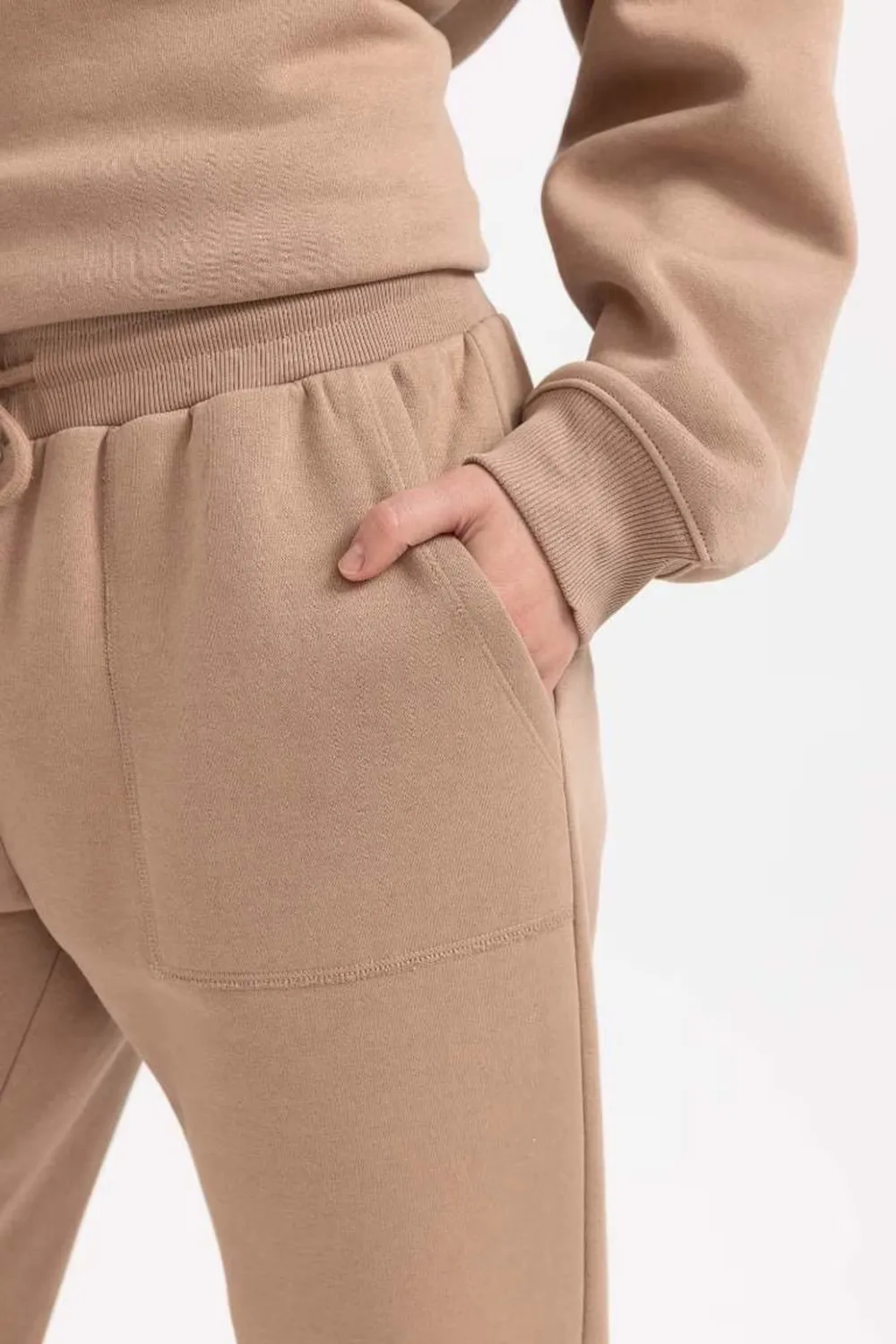 Jogger High Waist Thick Sweatshirt Fabric Trousers