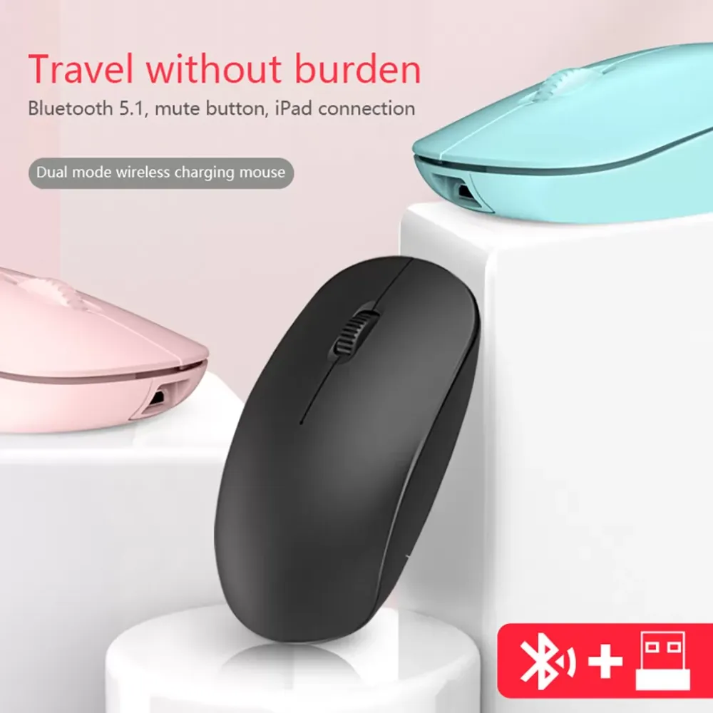 2.4G Wireless Rechargeable Bletooth Mouse Universal Dual Mode Mouse Pc Desktop Office Entertainment Laptop Accessories