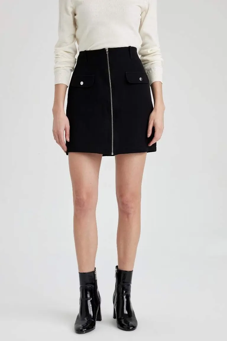 A-Line Normal Waist Lined Mini Skirt