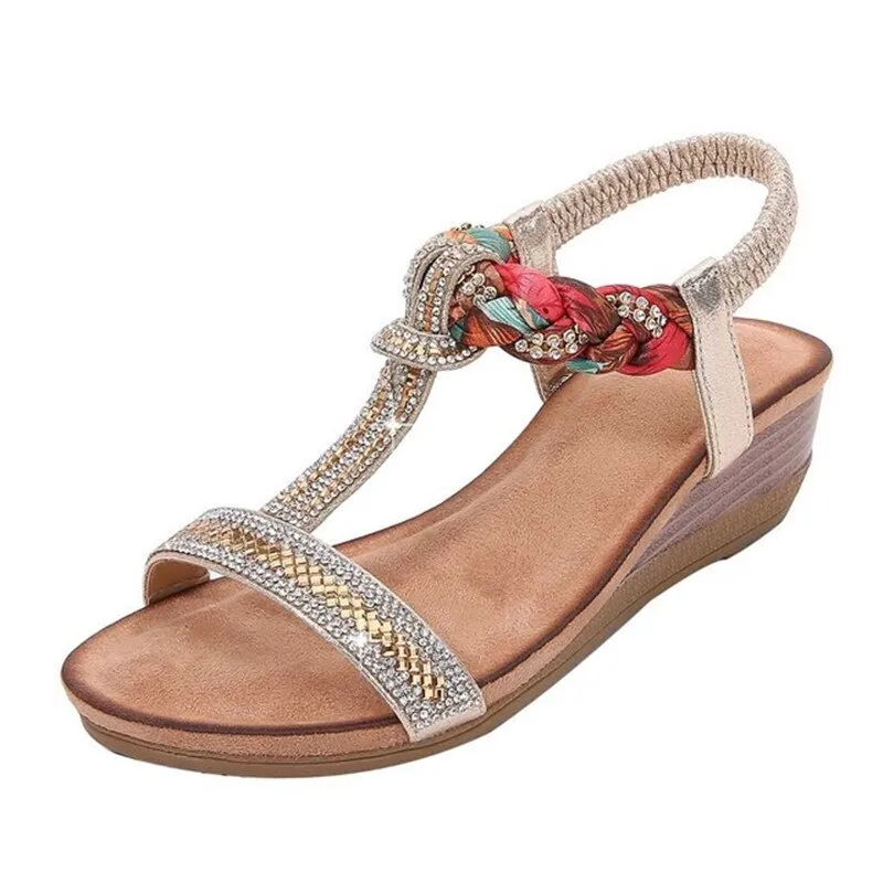 Summer sandals for women  with high heels wedges heels silver shoes