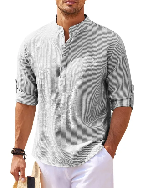 🔥Mid Year Sale 60% OFF🔥 - Men's Stand Collar Open Button Shirt Casual Shirt Tops