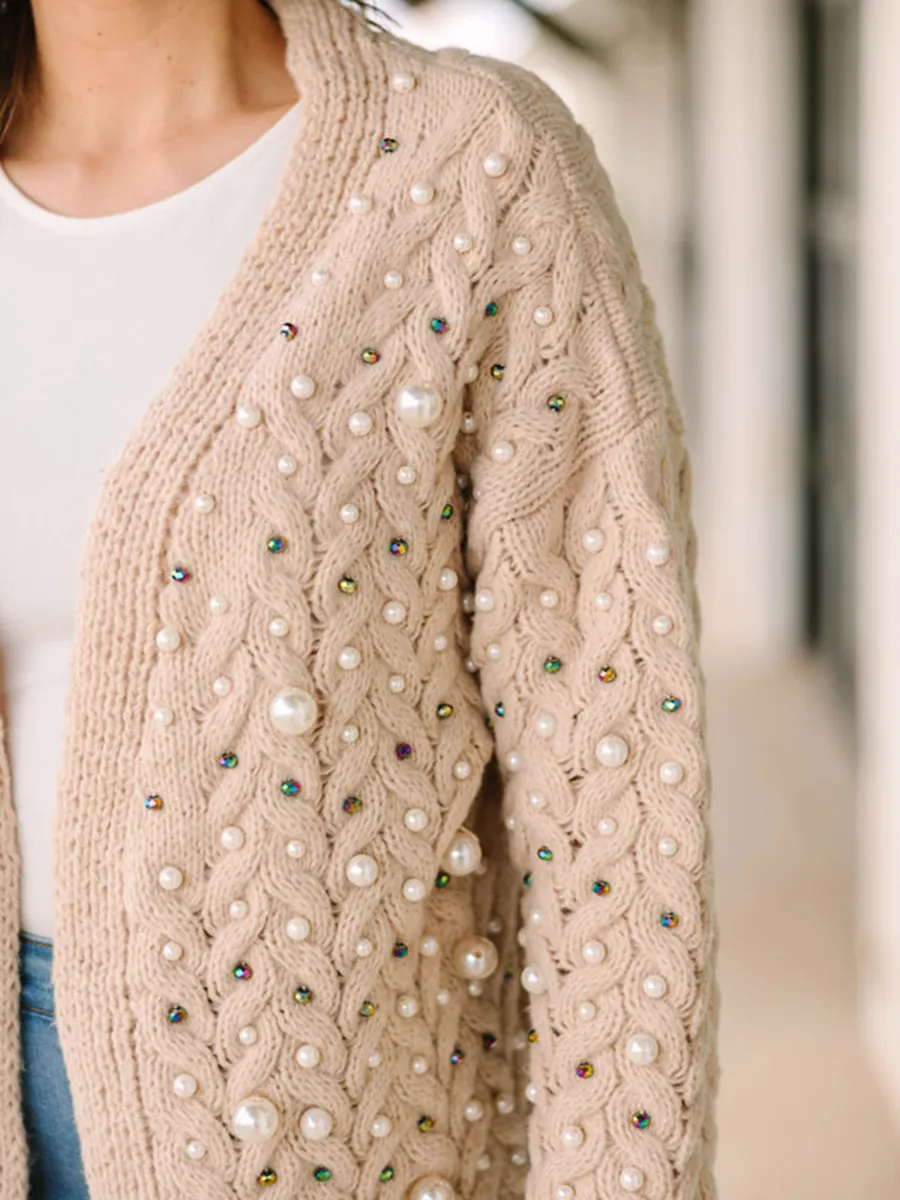 Brown Embellished Cardigan