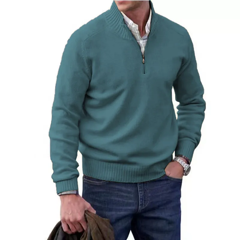 Men's Winter Casual Cashmere Zipper Basic Sweater