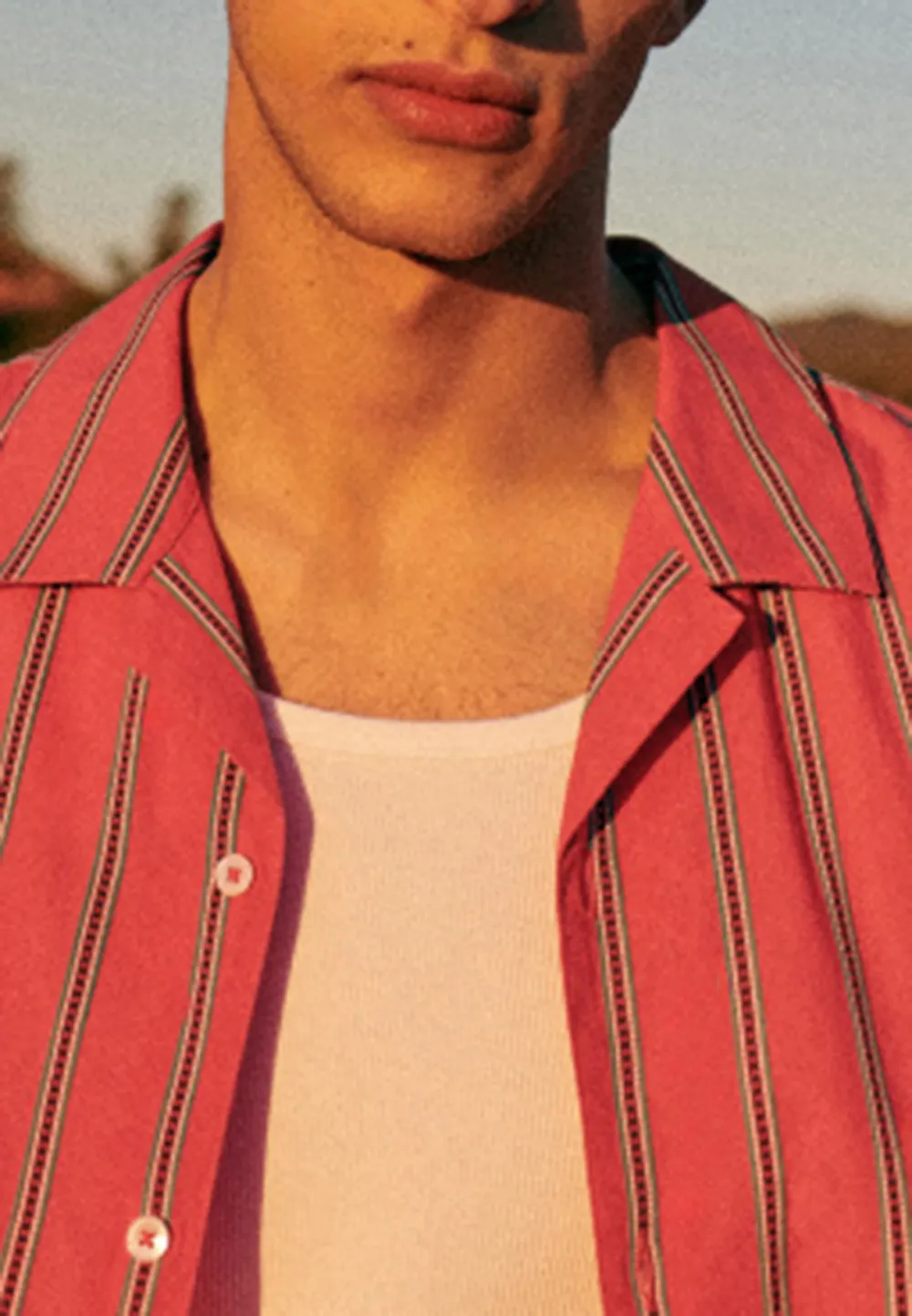 Holt Shirt-Coral Stripes