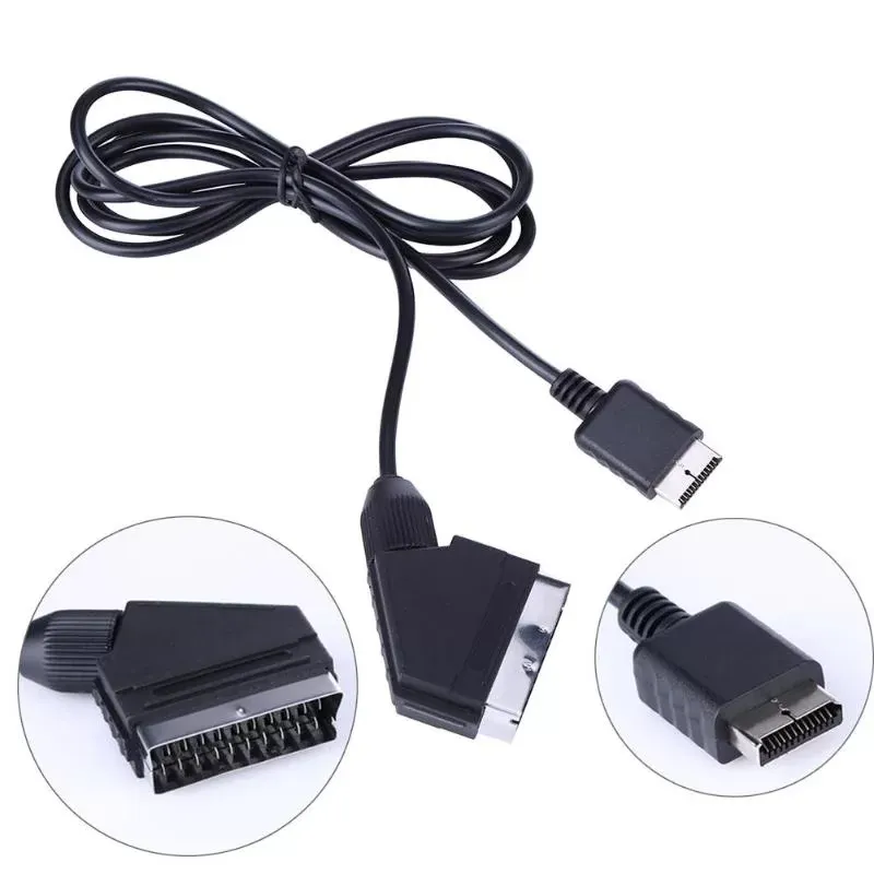 1.8M 6FT for ps2 RGB SCART Cable TV AV Lead for Plystation PS1 PS2 PS3 Slim line Length of Cable TV Av line