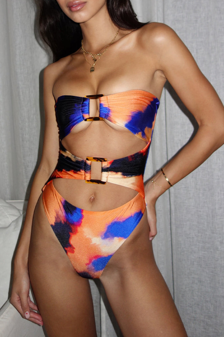 Multicolor bodycon swimsuit