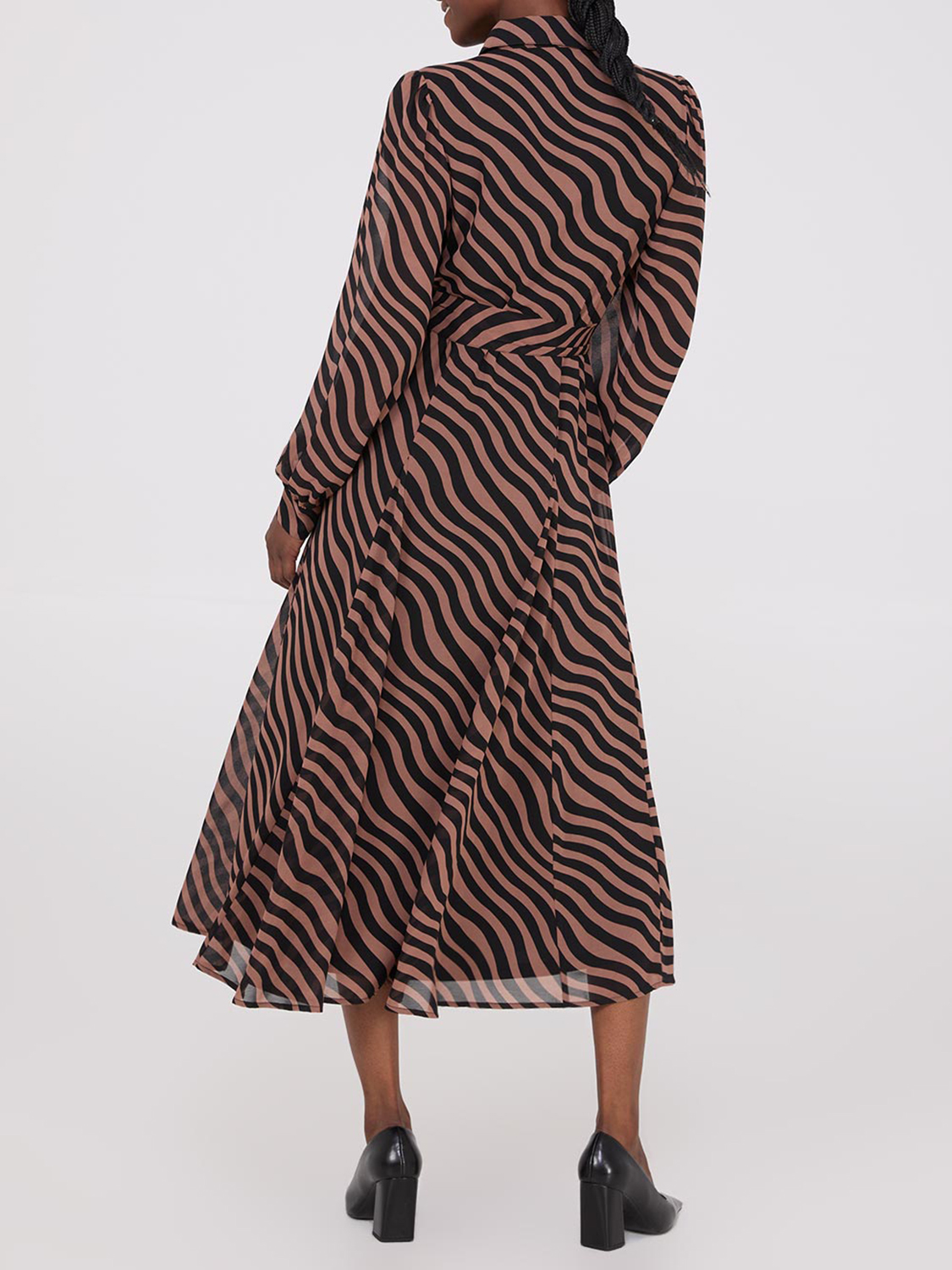 Printed Chiffon Maxi Shirt Dress